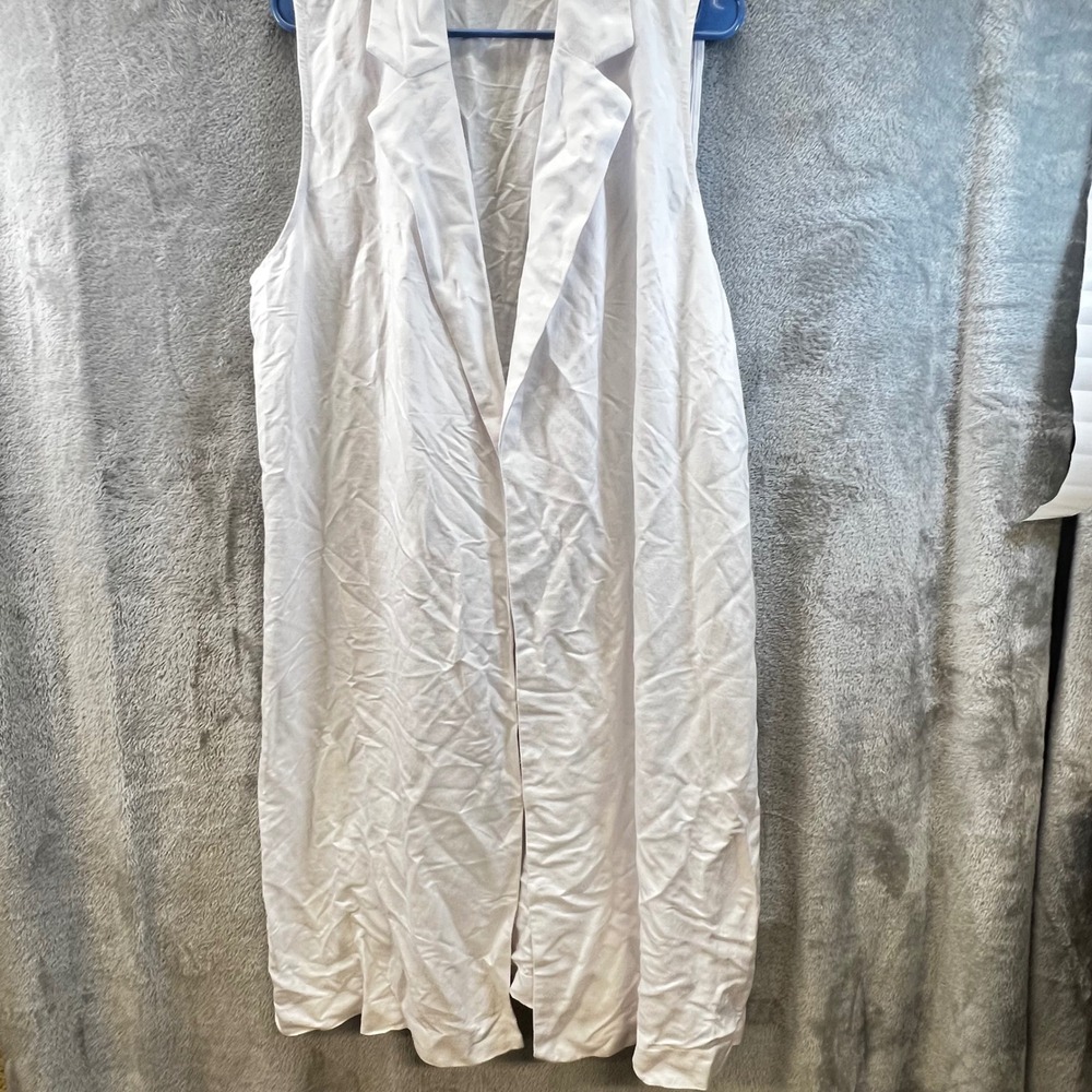 J. Jill Sleeveless Long Open Vest in Light Cream